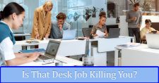 Is Your Desk Job Killing You? Understanding the Health Risks of Sedentary Work. Picture of 3 females caucasian, black and asian and 3 caucasian males working at desks.