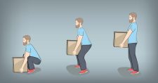 Instruction image on how to lift with legs no back