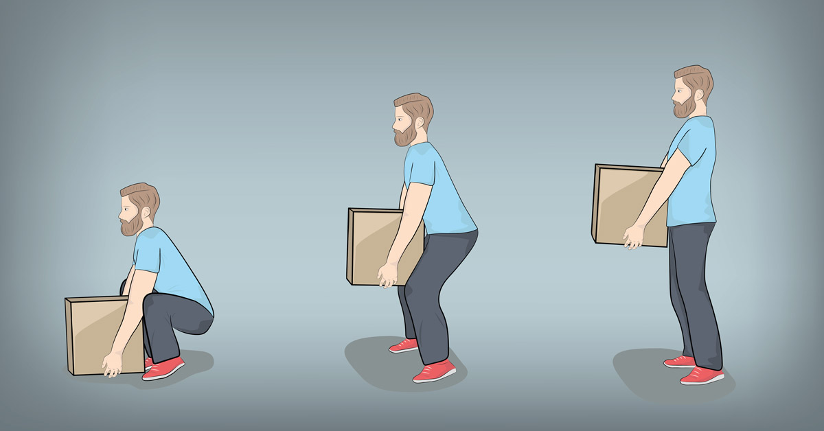 Instruction image on how to lift with legs no back